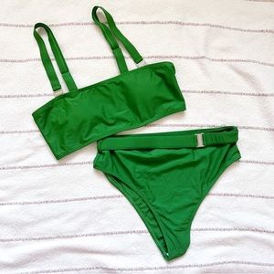 🏝️*NWOT* Green Belted Adjustable Cheeky Bikini Swim Matching Set